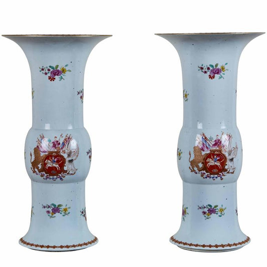 Grand Pair of, circa 1915 Armorial Vases for the U.K. Market