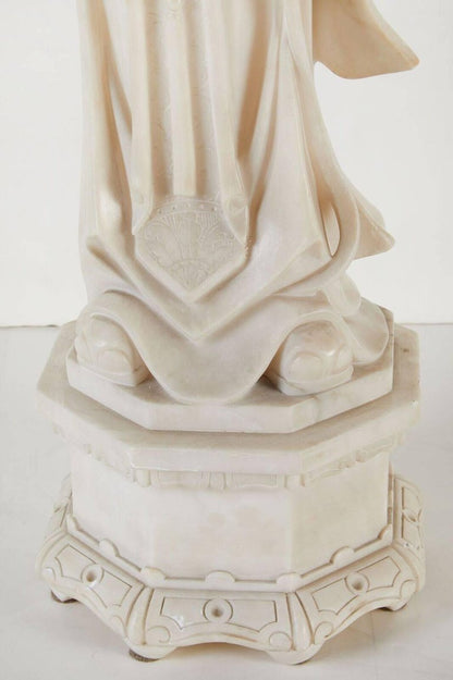 Turn-of-the-century, Solid Alabaster, Kwan Yin Figure