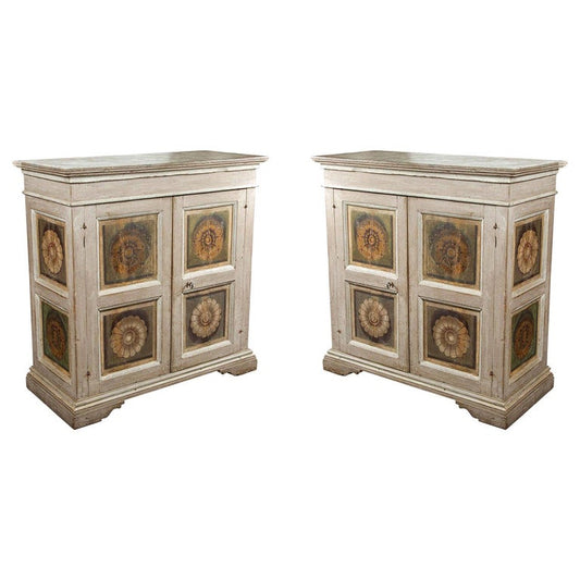 Pair  Hand Painted 19th Century, Tuscan Cabinets