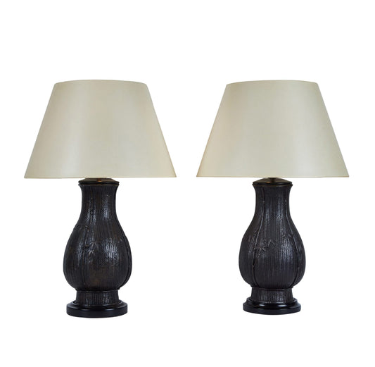 Pair Japanese Style Bamboo Lamps