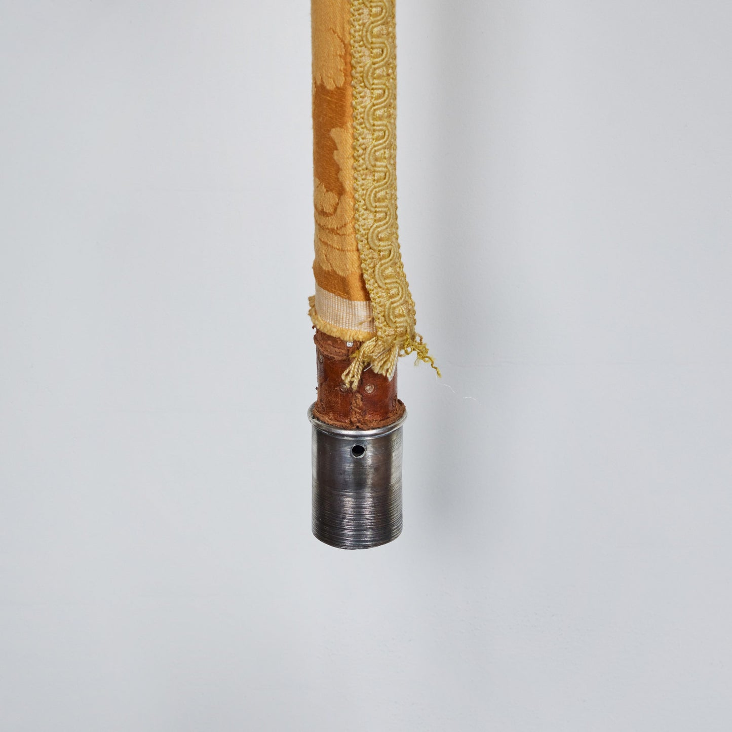 Sterling Silver Pagoda Sconce – Italian Liberty Period Wall Light with Brocade and Linen Shade