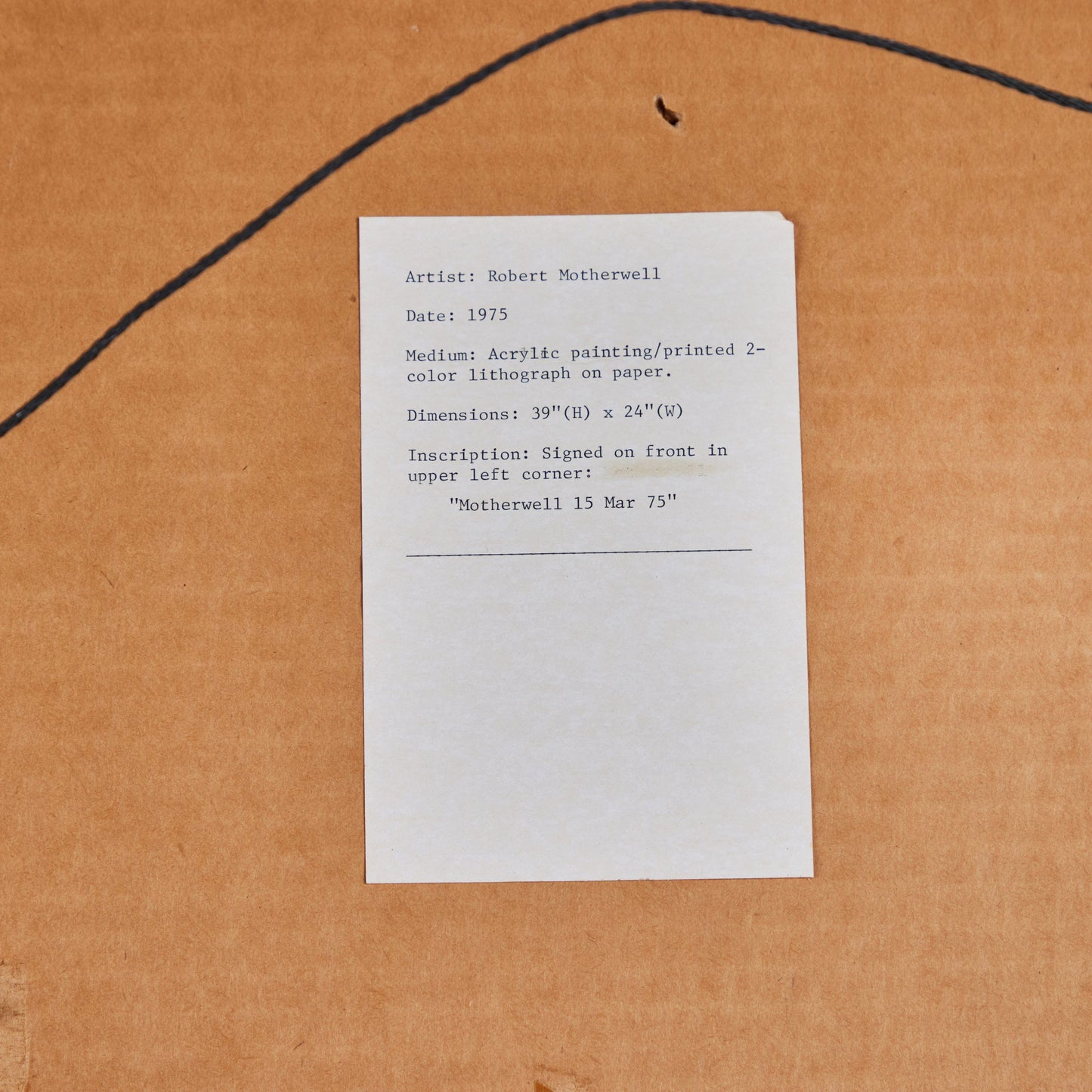 Robert Motherwell Hand-Colored Lithograph Strike Signed 1975 – Unique Mixed Media Work