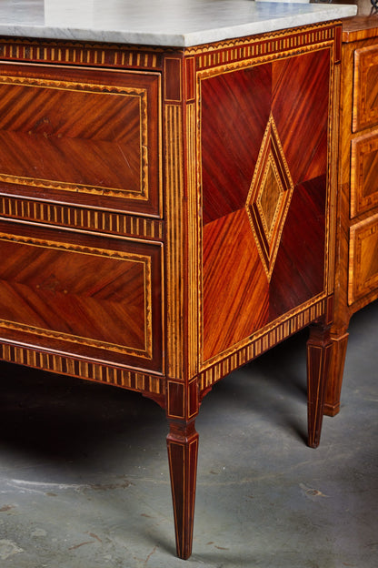 Marquetry Marble Top Commode