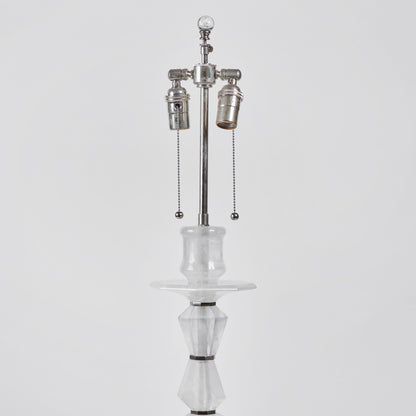 Pair Rock Crystal Candlestick Lamps