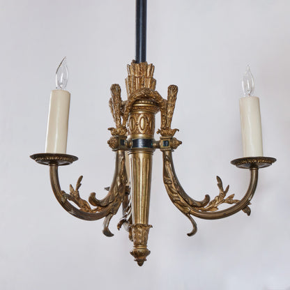 Petite Gilded Bronze and Iron Chandelier
