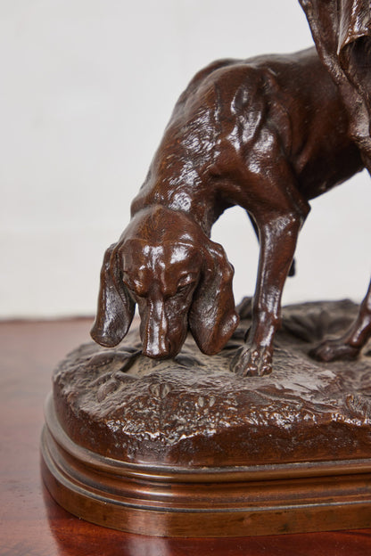 Signed, Bronze Hound Sculpture