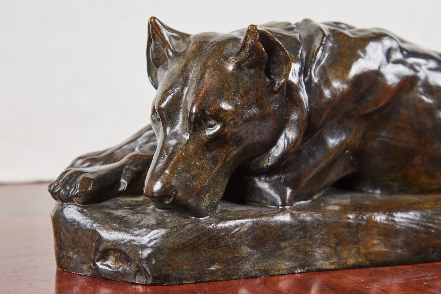 Signed, Bronze Sculpture of Resting Dog
