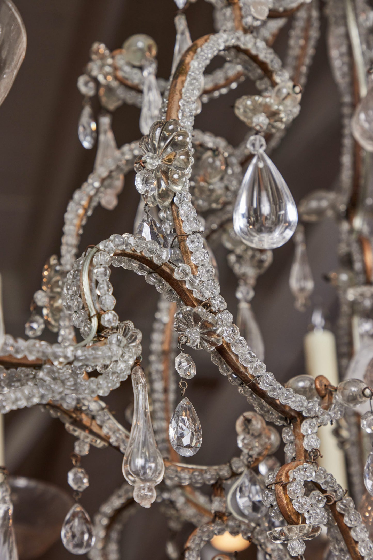 Antique Maison Baguès Gilt Bronze & Rock Crystal Chandelier – French Eight-Light c. 1880