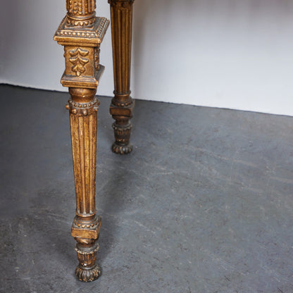 Neoclassical Gilded Marble Top Console