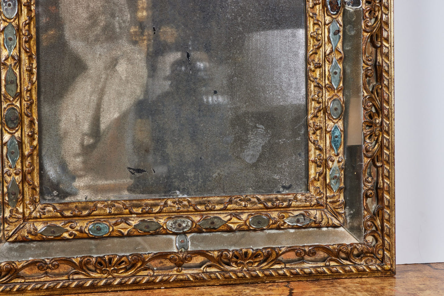c. 1825 Northern Italian Gilt Wood Mirror with Diamond Dust Glass