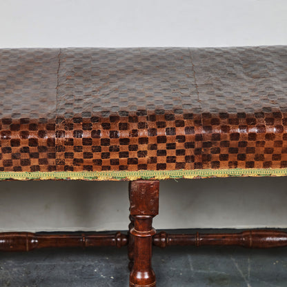 Tuscan Walnut and Leather Bench