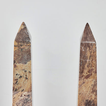Pair of Marble Obelisks with Brass Mounts