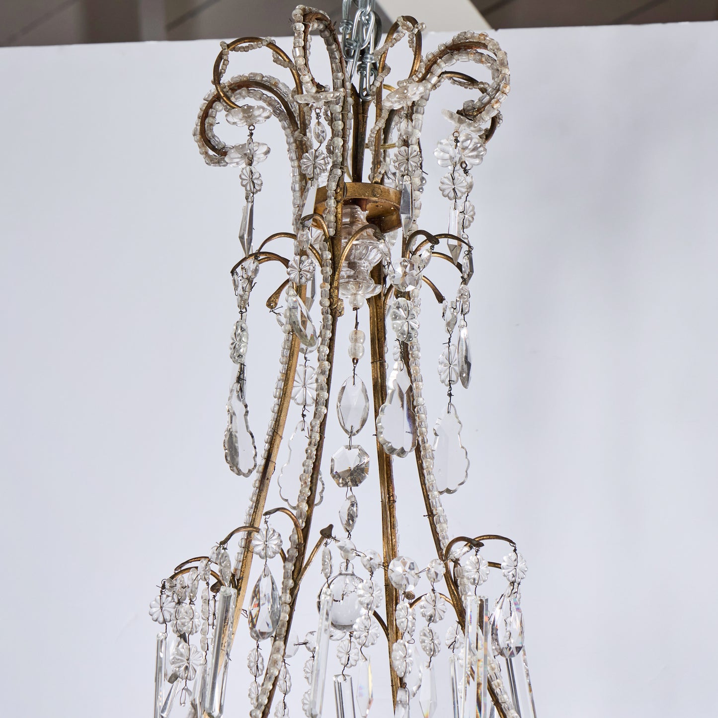 Italian Pear-Shaped Tôle and Crystal Chandelier — 12 Lights, Circa 1880