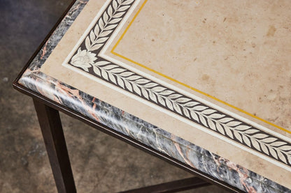 Antique Scagliola Marble-Top Console Table on a Contemporary Base