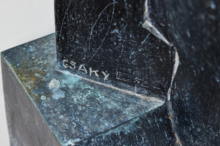 Signed 1928 Life-Sized Bronze Sculpture by József Csáky – L’Étudiente Cubist Figurative Form