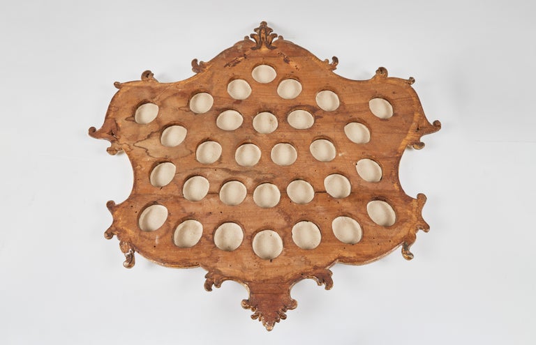 c. 1880 Italian Papal Crest Collection – Gilded Serpentine Frame with 24 Ink-on-Vellum Studies