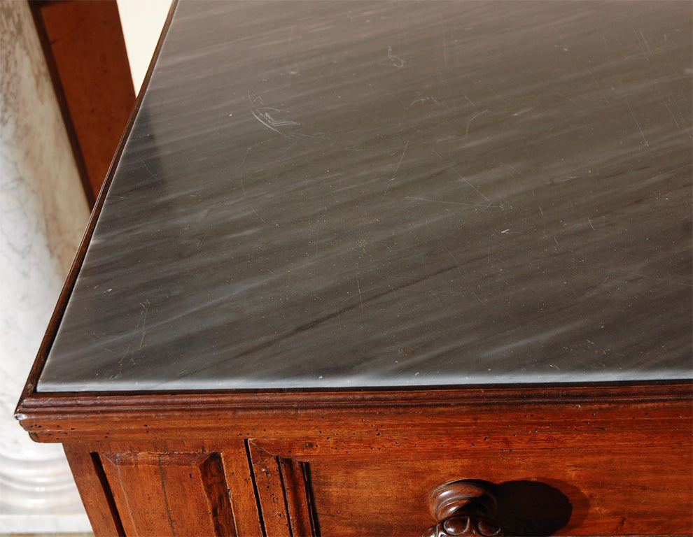 18th Century Italian Console Table from Genoa Hand-Carved Walnut with Original Marble Top