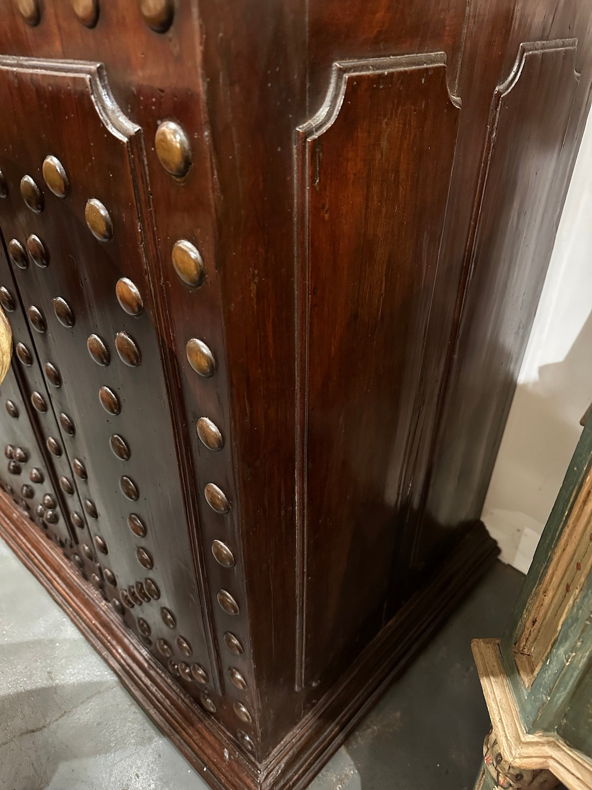 Early 19th Century Tuscan Walnut Studded Buffet with Bronze Accents