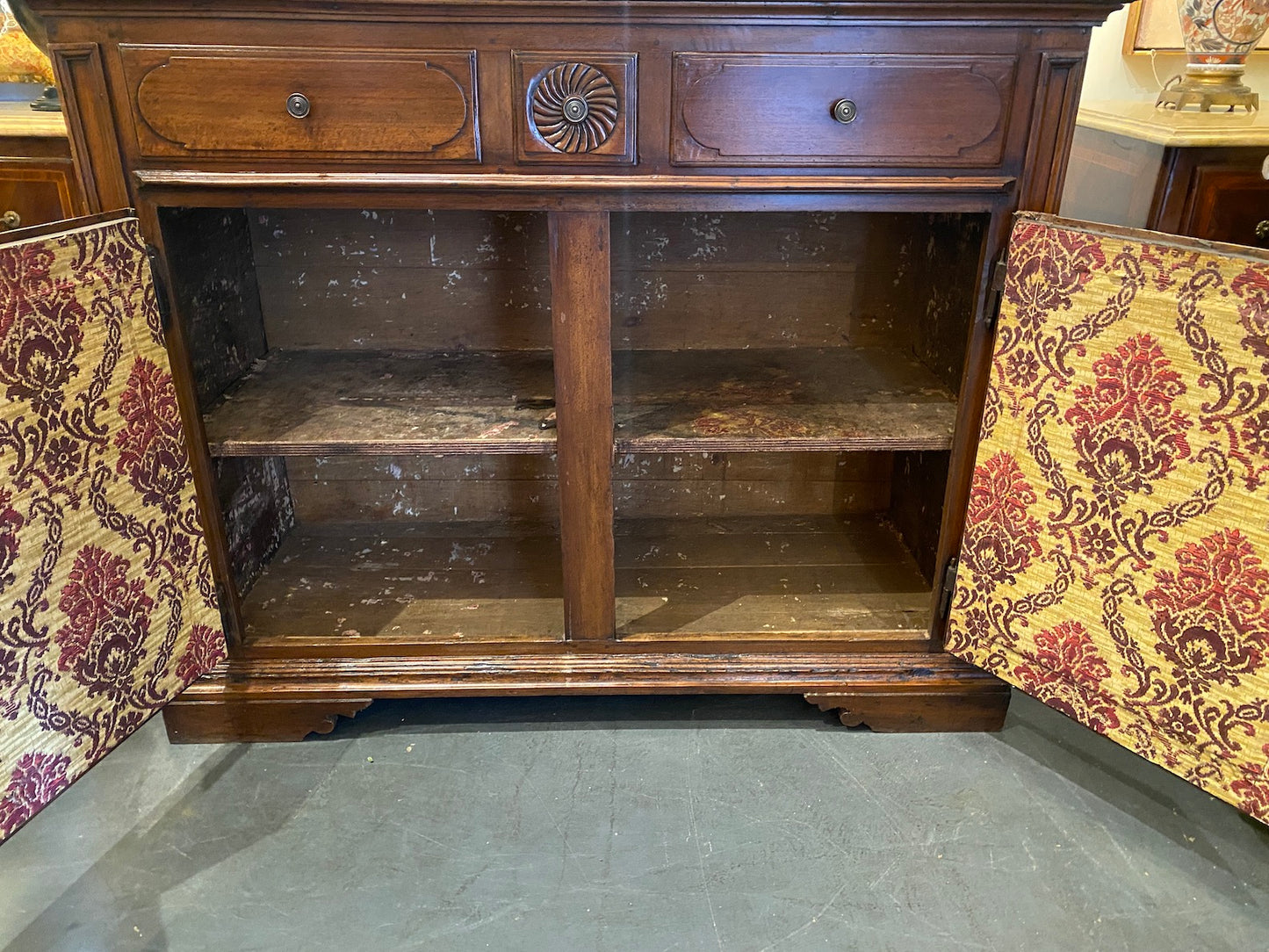 Early 19th Century Piedmont Walnut Cabinet – Northern Italian Carved Antique Sideboard