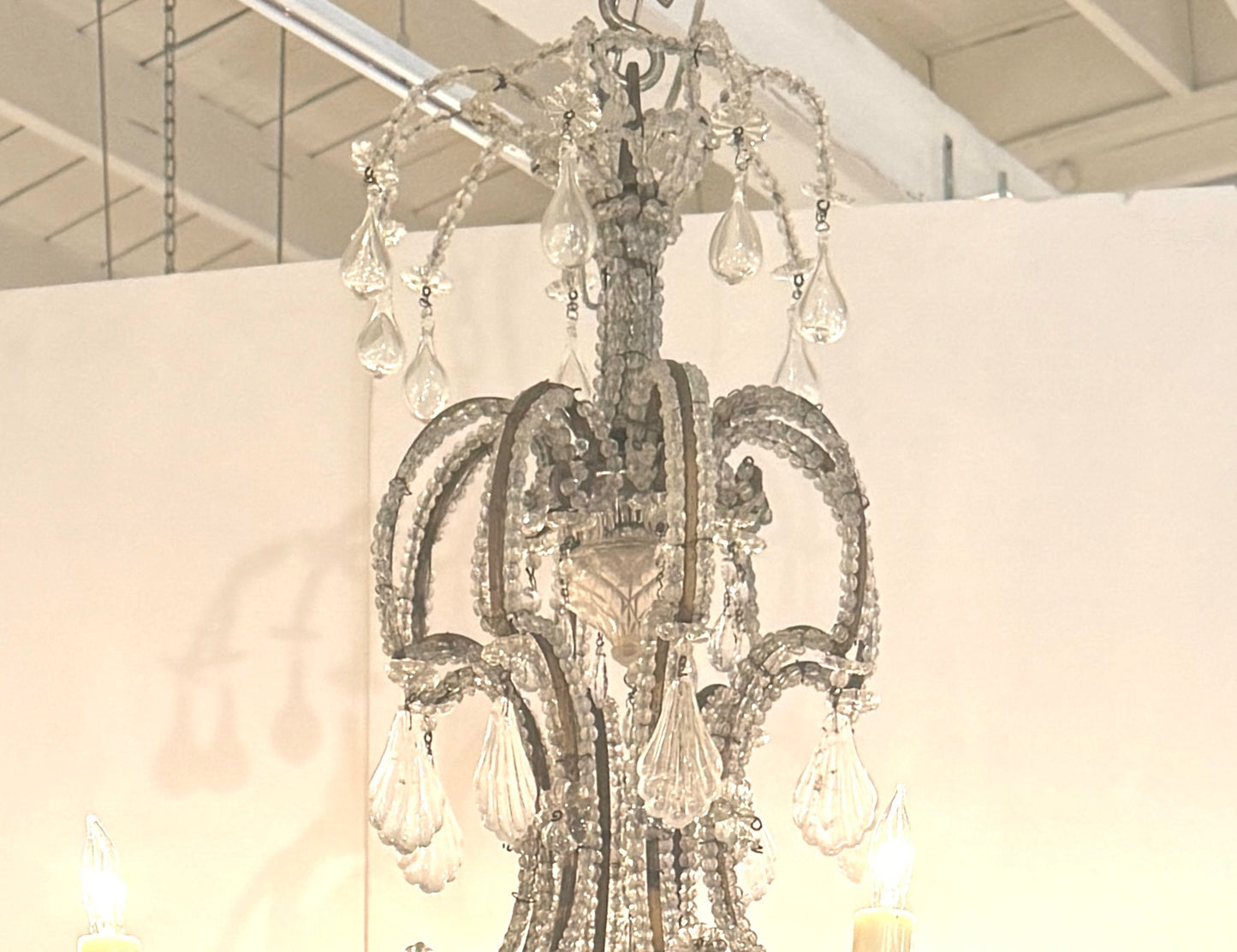 19th Century Maison Baguès Rock Crystal and Beaded Chandelier