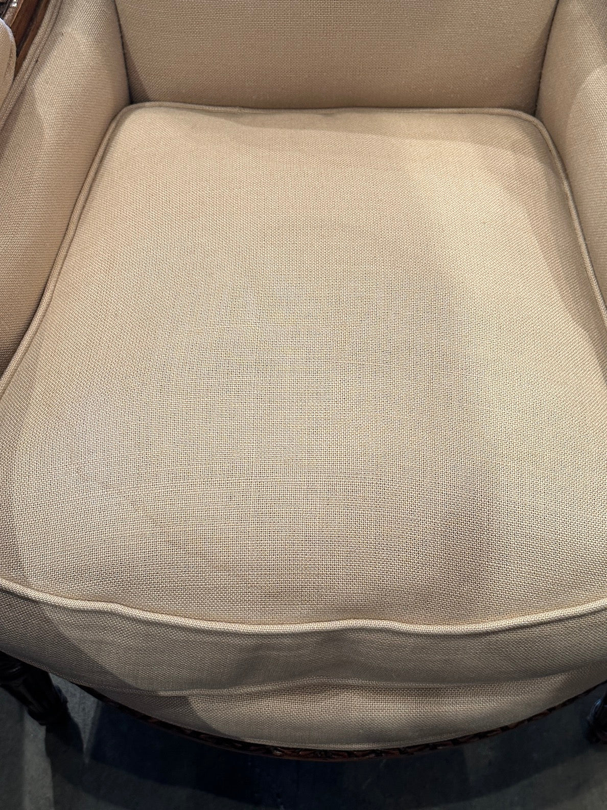 Pair of Hand-Carved Walnut Louis XVI Style Bergères Circa 1830