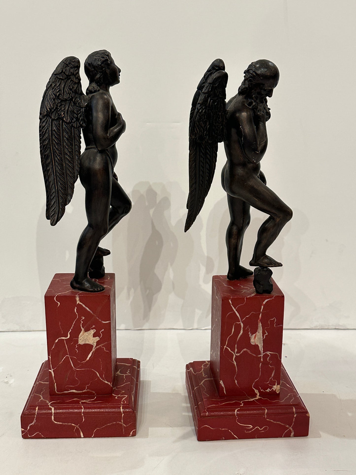 Pair of 18th Century Italian Hand-Carved Wooden Angels