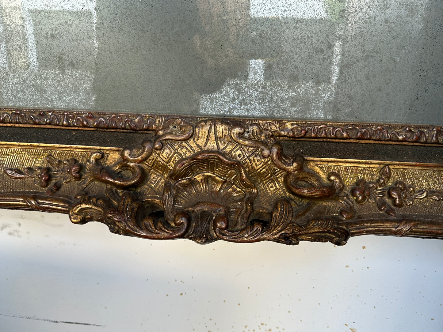 French, Hand-Carved and Gilded Mirror with Original Glass. Circa 1850.