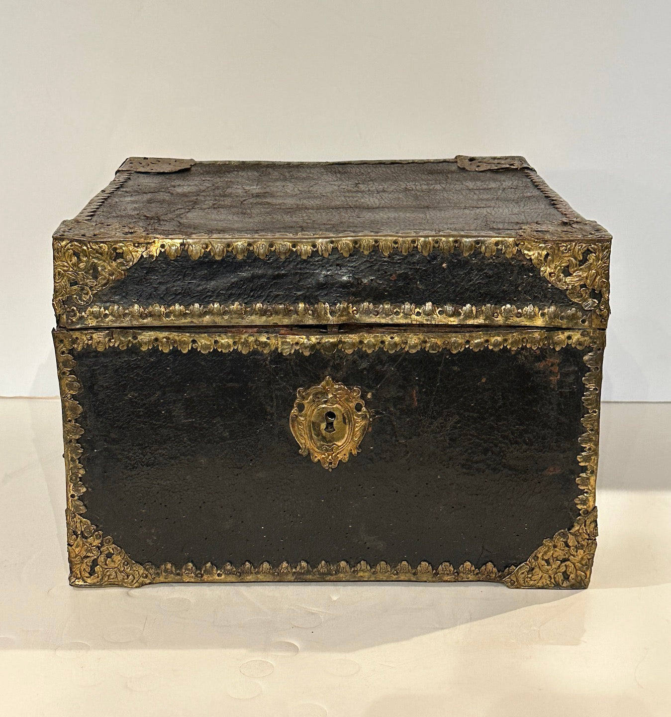 Leather and Incised Brass Document Box