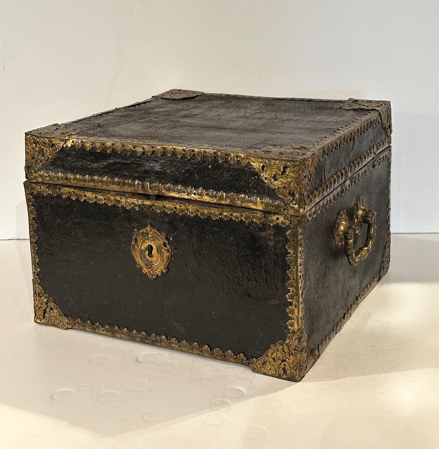 Leather and Incised Brass Document Box