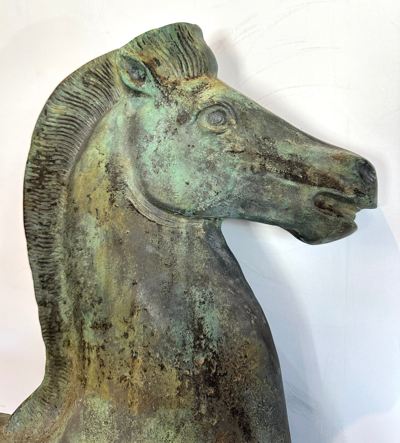 Mounted Verdigris Bronze Fragment of a Horse