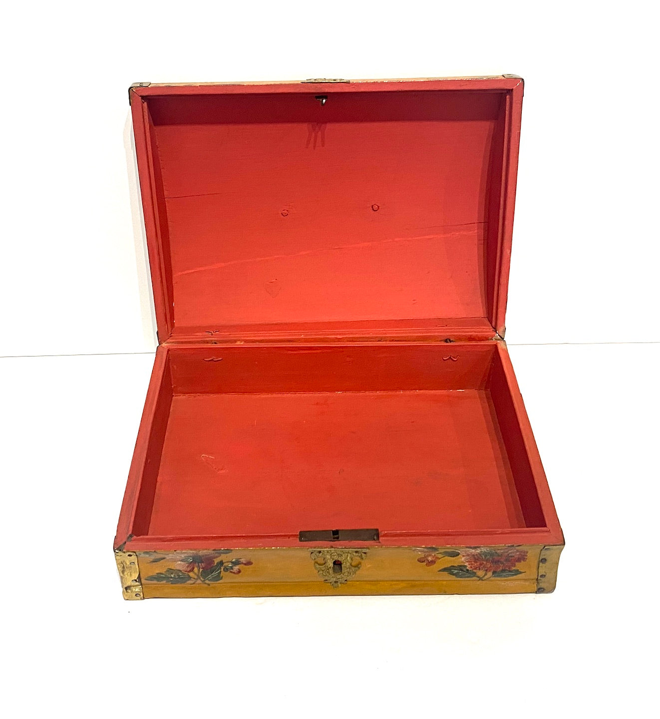 19th Century French Hand Painted Floral Wig Box