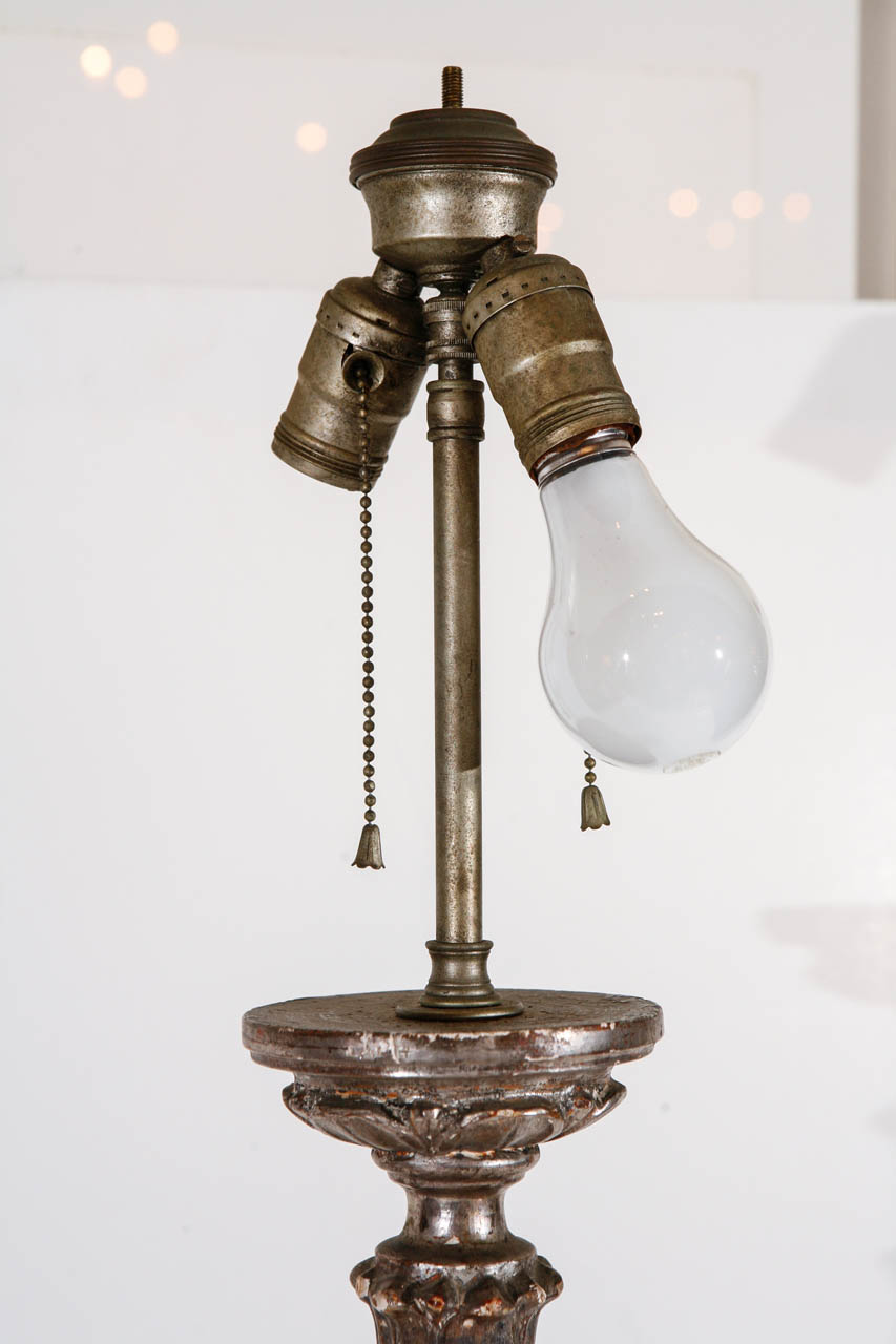 Italian, Silver Gilt Candlestick Lamps