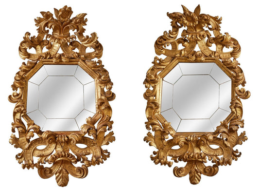 Pair of Gilded Roman Mirrors
