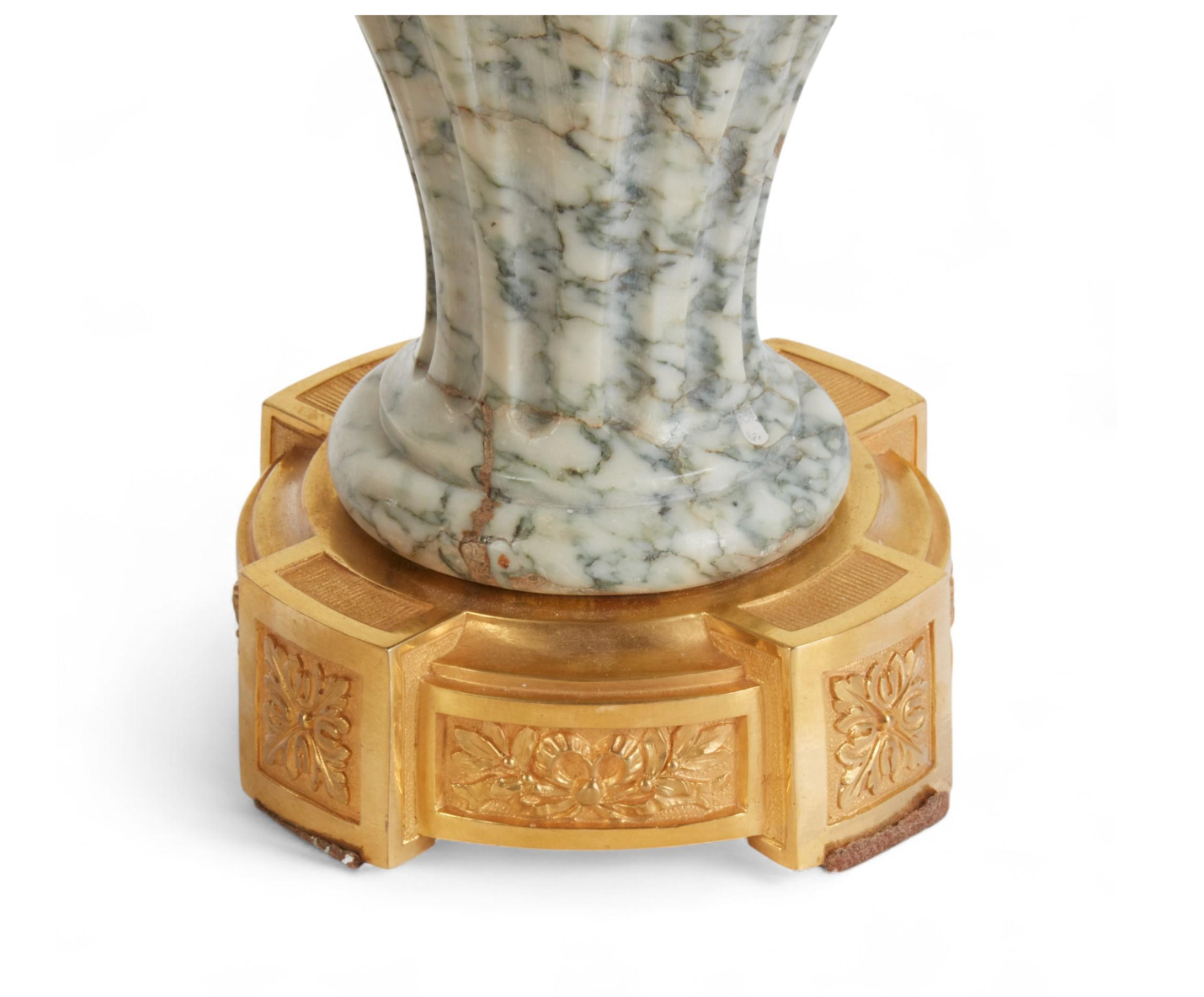 Pair of Louis XVI Style Cippolino Marble Urns