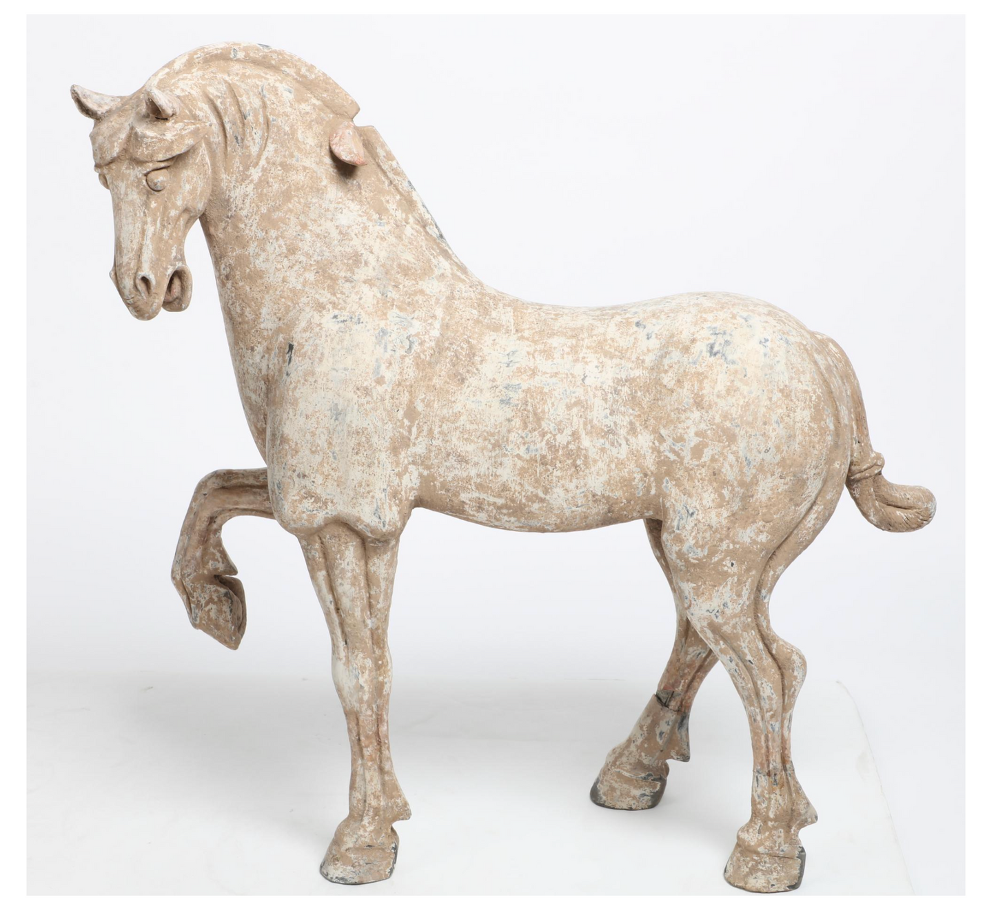 Pair of Chinese Pottery Prancing Horses Tang Period or Possibly Later