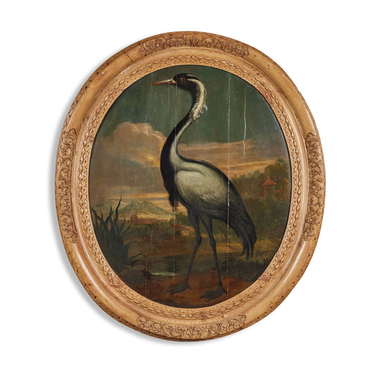 Period Oil Painting of a Crane