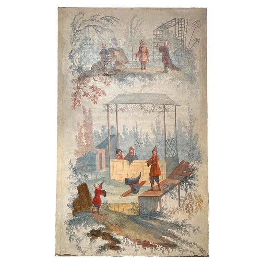 Large Chinoiserie Oil on Canvas