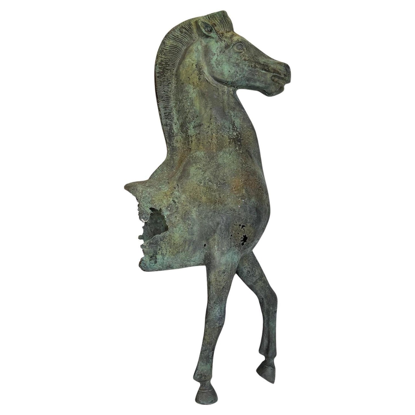 Mounted Verdigris Bronze Fragment of a Horse