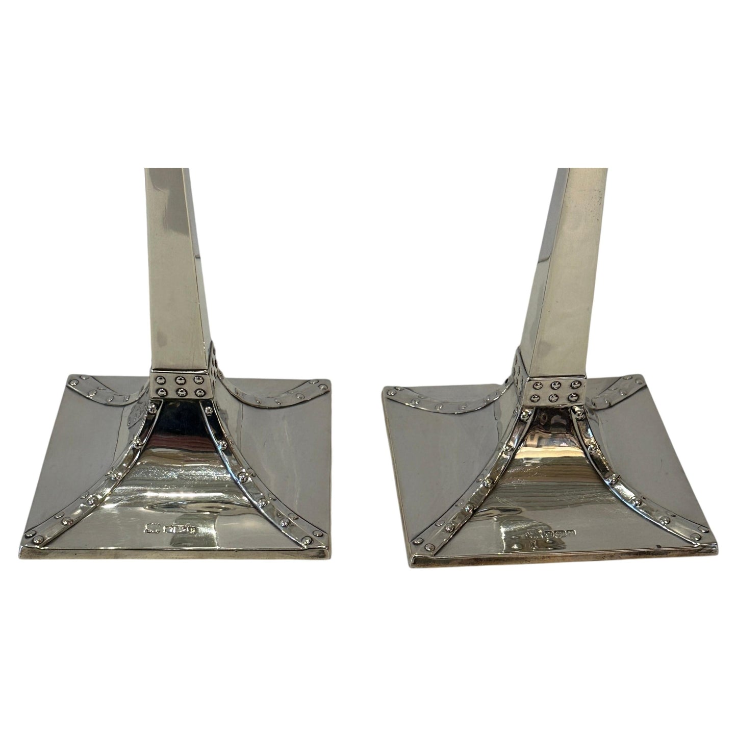 Pair of Italian Deco Sterling Silver Candlesticks- 1920's