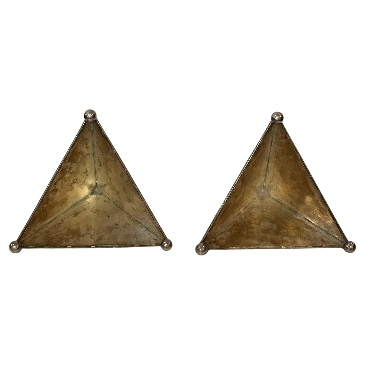 Pair of Pounded Silver-Plaited Pyramids - 20th Century