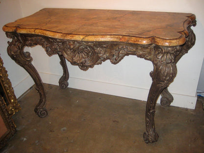Silver Gilded Console with Faux Painted Marble Top