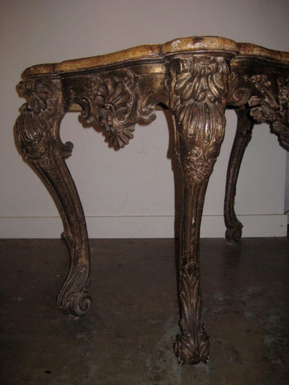 Silver Gilded Console with Faux Painted Marble Top