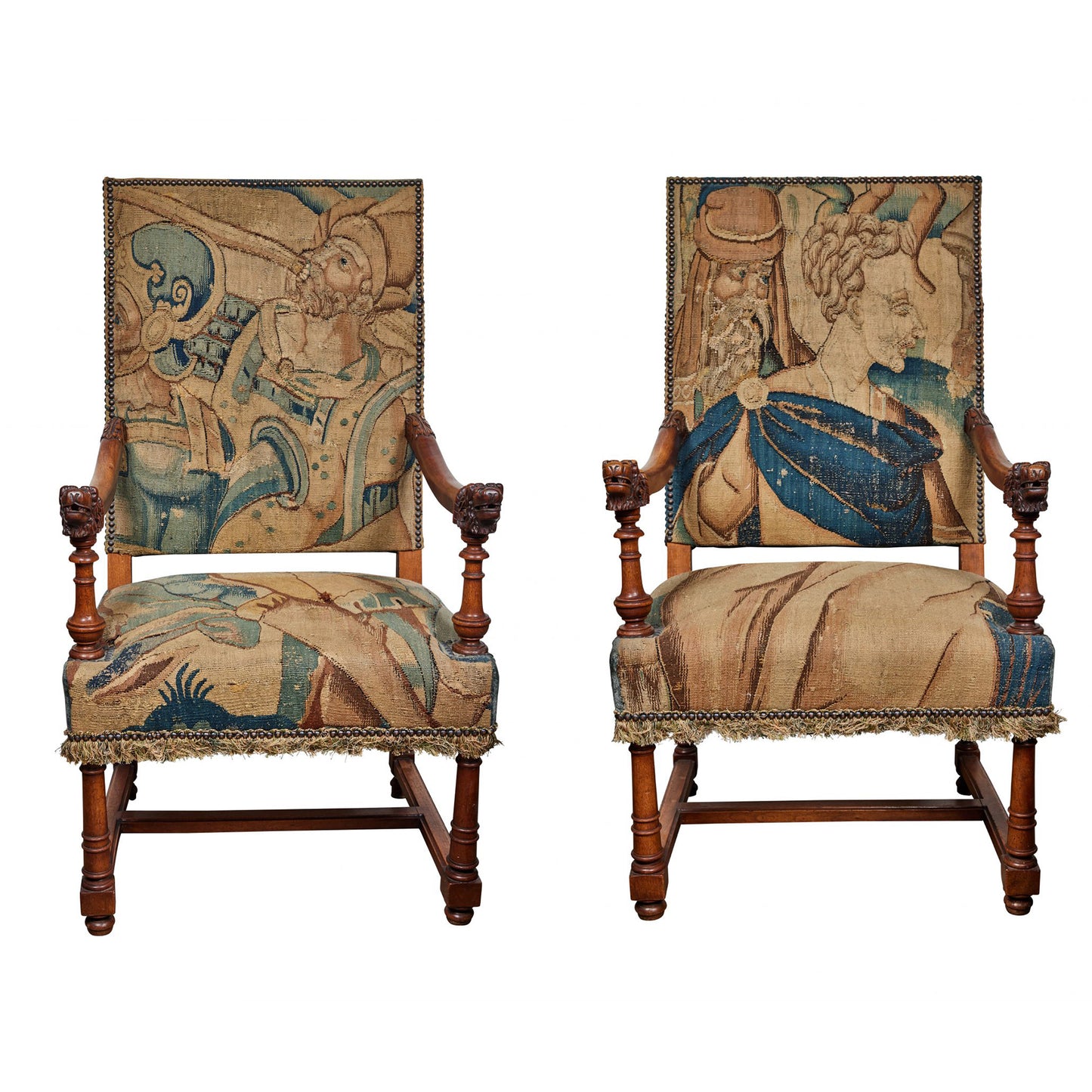Tapestry Covered, French Armchairs