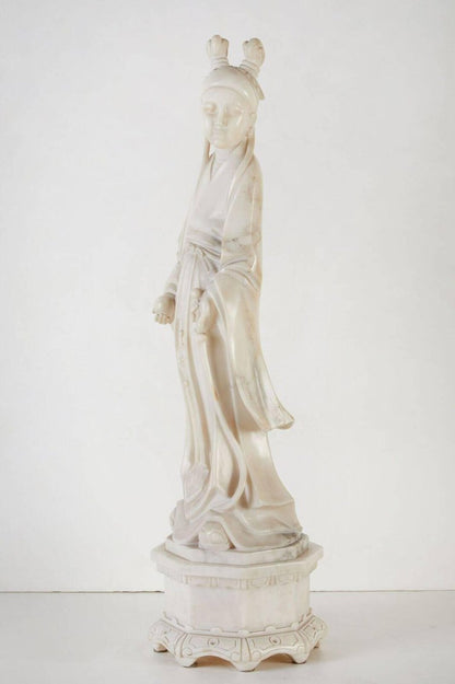 Turn-of-the-century, Solid Alabaster, Kwan Yin Figure