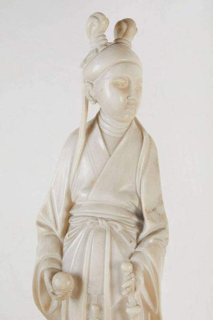 Turn-of-the-century, Solid Alabaster, Kwan Yin Figure