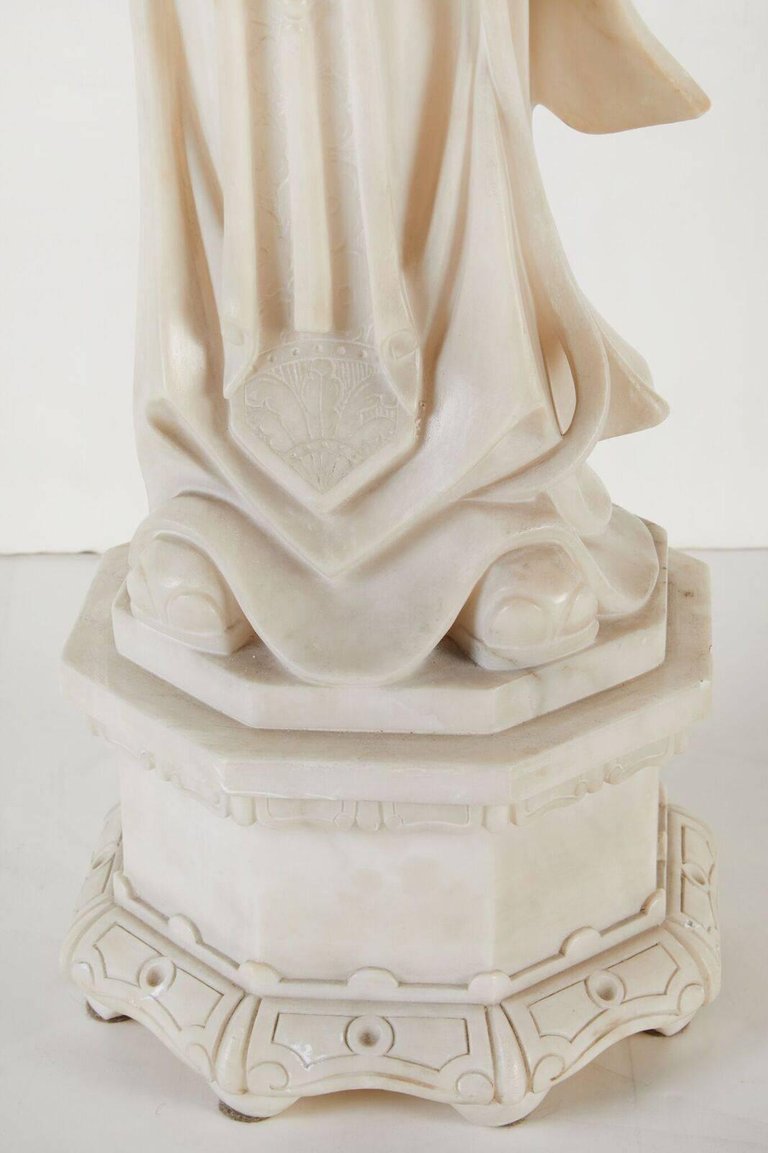 Turn-of-the-century, Solid Alabaster, Kwan Yin Figure