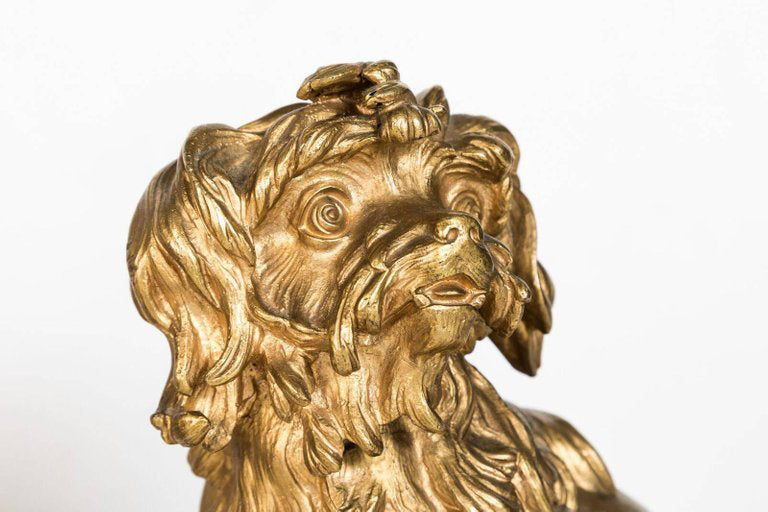 Charming, 19th Century, Gilt Bronze Dogs