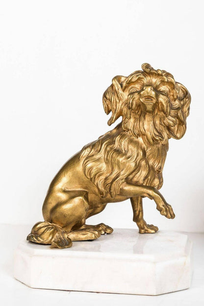 Charming, 19th Century, Gilt Bronze Dogs