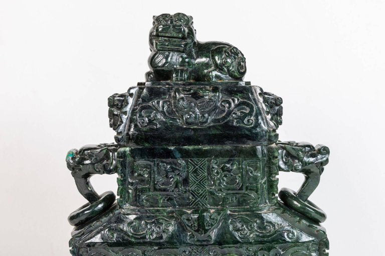 Republic Period, Spinach Jade Urn