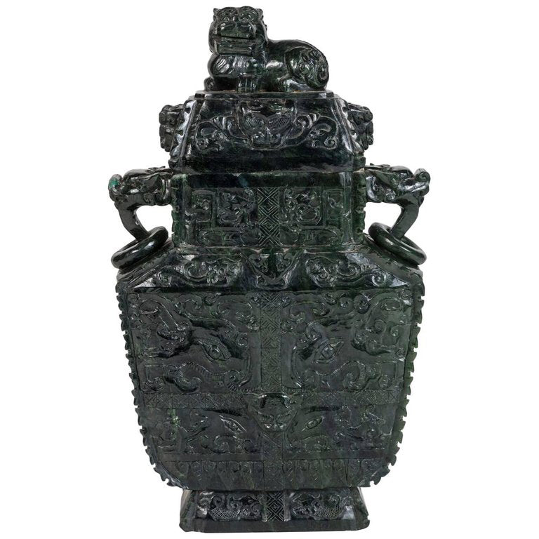 Republic Period, Spinach Jade Urn